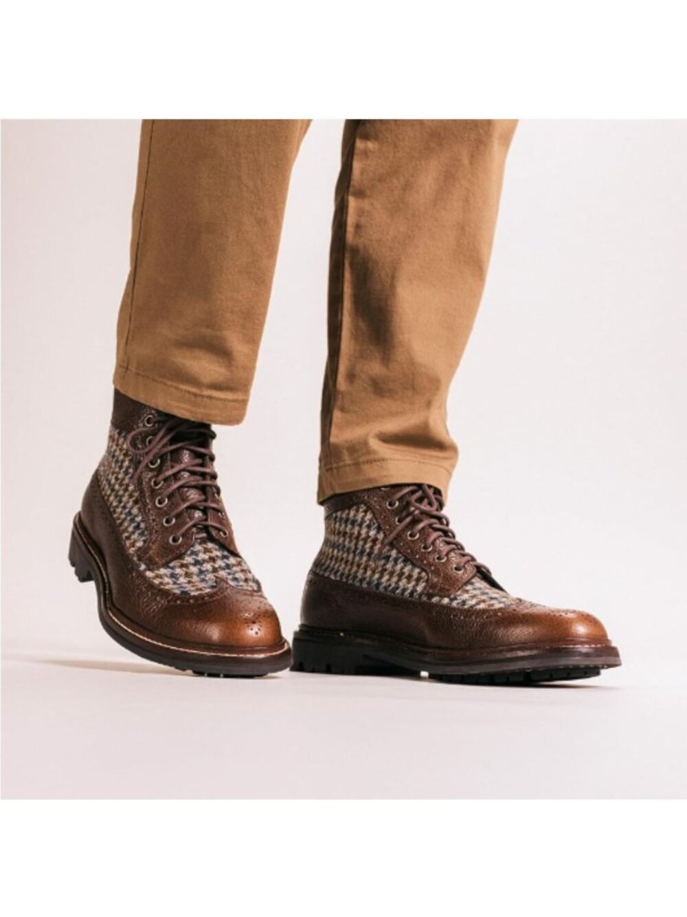 NWOB Taft Men's Brown Leather Tweed  The Boston Longwing Boots Size 9D 3654 - Picture 2 of 16